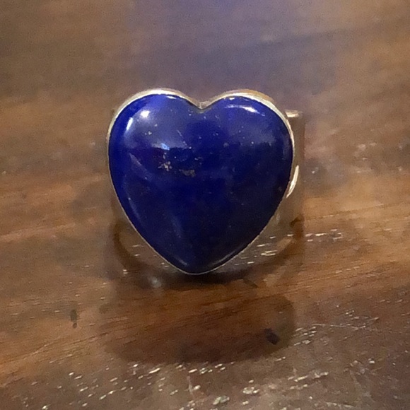 JAY KING DTR Lapis Lazuli Heart Shaped Sterling Silver Cabochon Ring Sz 8-3/4 - Picture 4 of 13